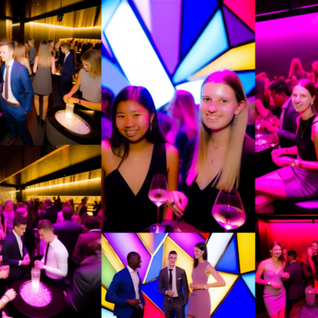 Vibrant nightclub-style event atmosphere with colourful lighting and guests enjoying the night