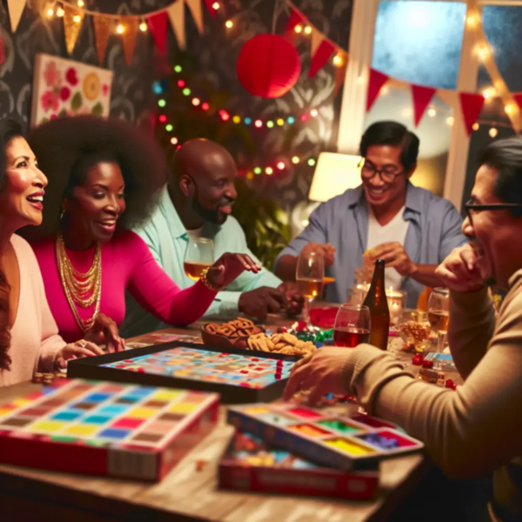 Guests enjoying a lively offline game night in a modern event space