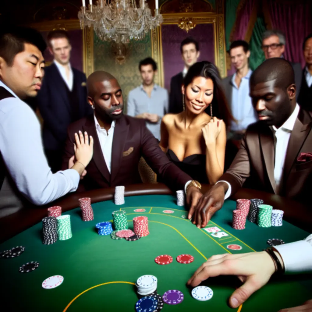 Group of players gathered around a poker table enjoying an interactive gaming session